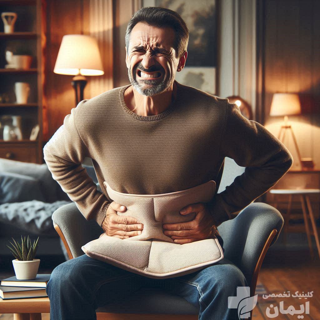 درد شدید به دلیل تنگی کانال نخاعی آقایی که به دلیل تنگی کانال نخاعی، کمردرد شدید دارد