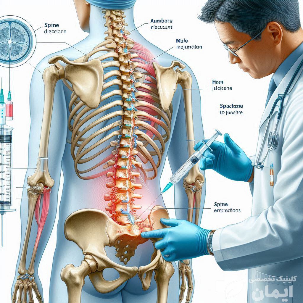 تزریق غضروف ایمن و موثر متخصص پزشکی در حال تزریق غضروف در کمر