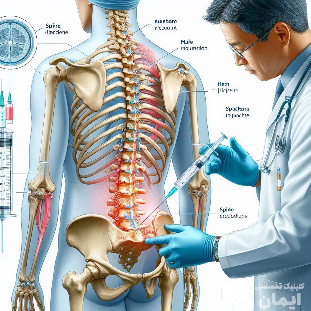 درمان موثر سیاتیک با آمپول پزشک در حال تزریق بهترین آمپول برای درد سیاتیک، به کمر بیمار