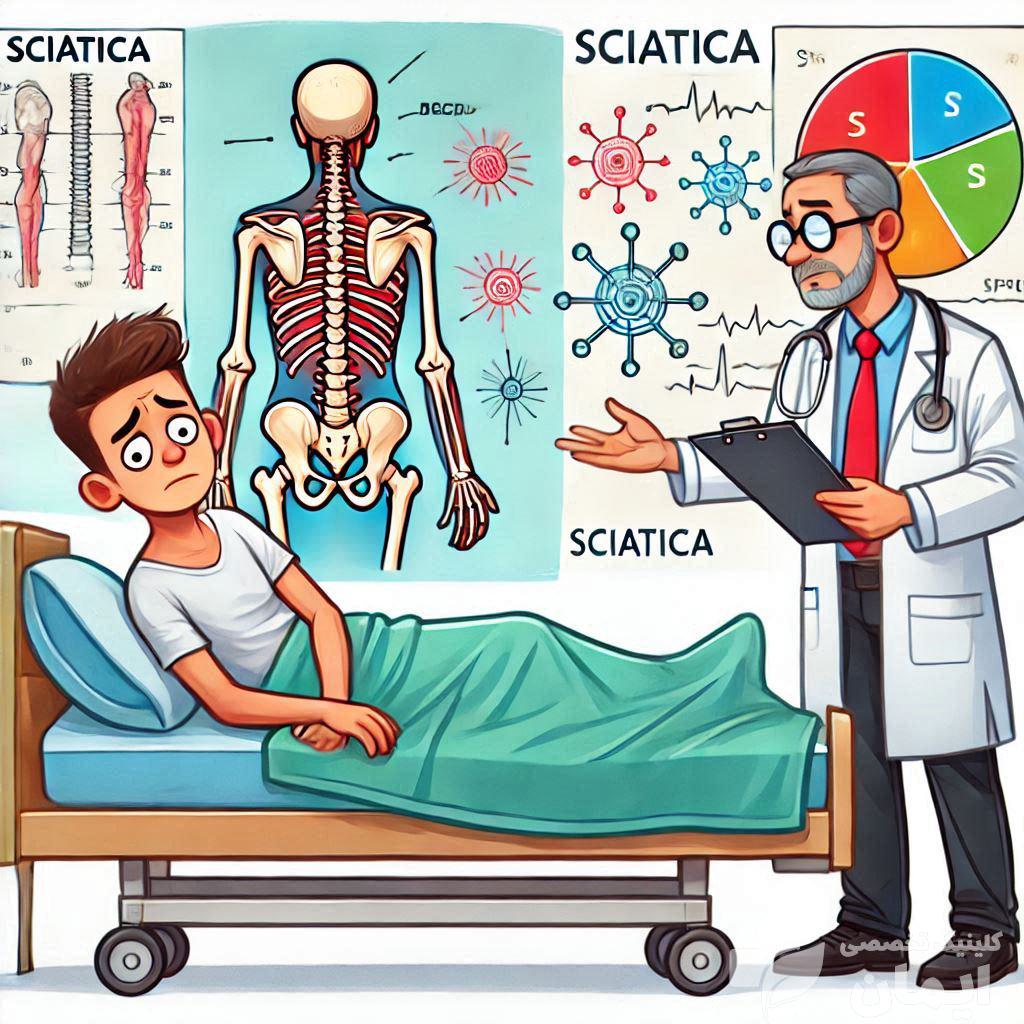 پزشک متخصص در حال درمان درد سیاتیک بیمار است پزشک متخصص در حال درمان درد سیاتیک بیمار است