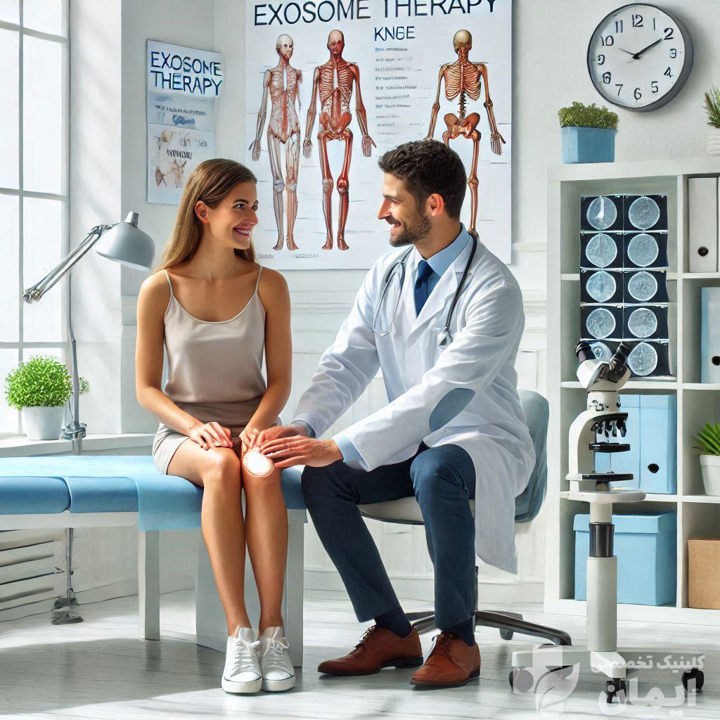متخصص اگزوزوم تراپی در حال معاینه بیمار خانم متخصص اگزوزوم تراپی در حال معاینه بیمار خانم