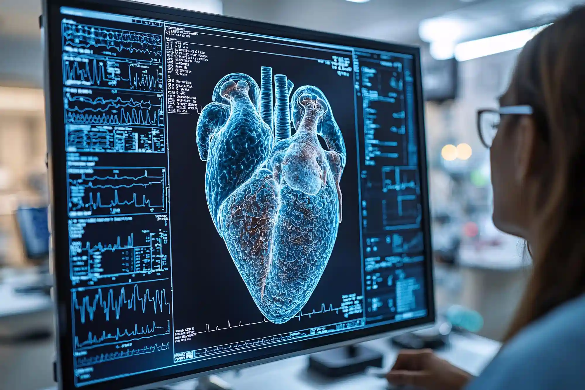 پزشک در حال اسکن پرقیوژن قلب است