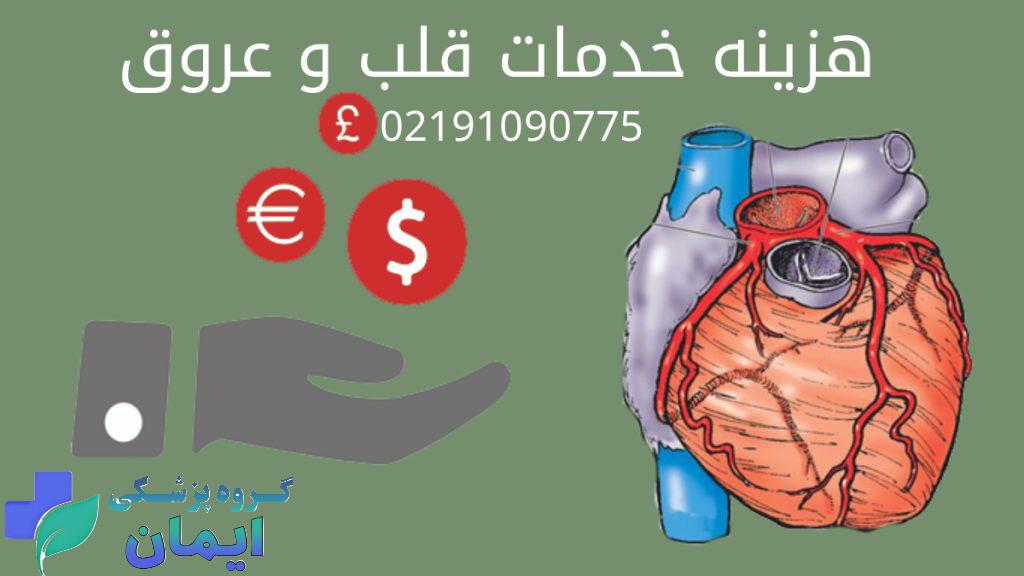 هزینه خدمات قلب هزینه خدمات قلب و عروق علامت دلار در کنار قلب با شماره تلفن کلینیک ویستان