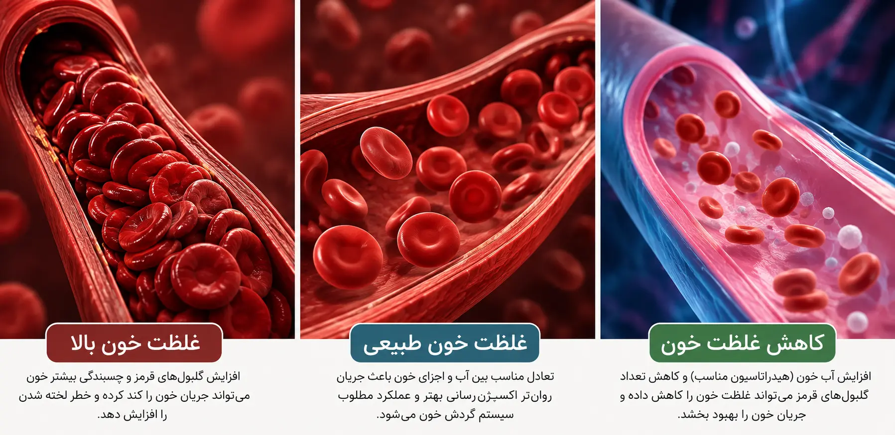 غلظت خون نرمال ، بالا و پایین