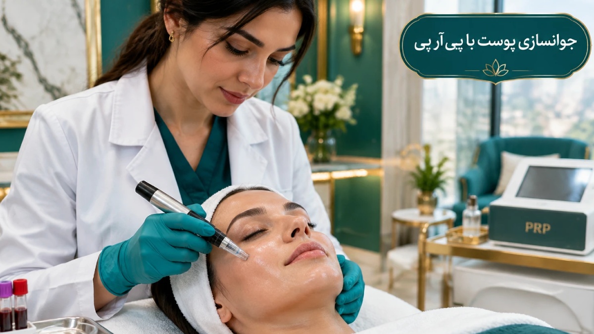 پزشک در حال تزریق پی آر پی به صورت